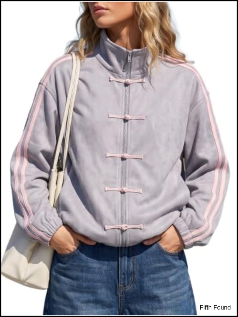 Faux Suede Zip Up Funnel Neck Bomber Jacket Chinese Frog Button